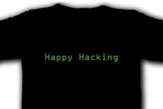[Image of Front of Happy
	Hacking T-Shirt Logo]