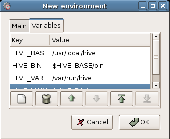 Environment variables window