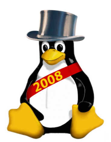 Tux in New Year's garb